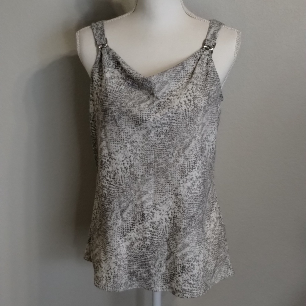 White House Black Market WHBM Gray Snakeskin Print Small Sleeveless
